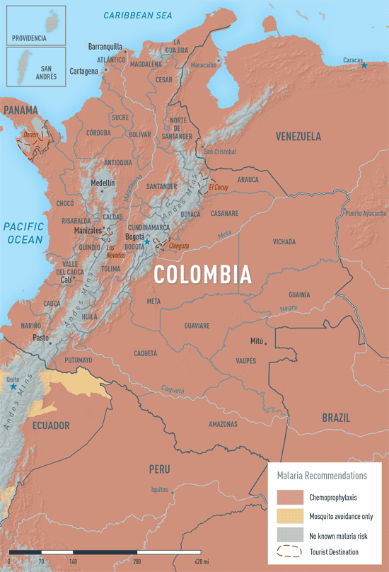 Map 3-24. Malaria in Colombia