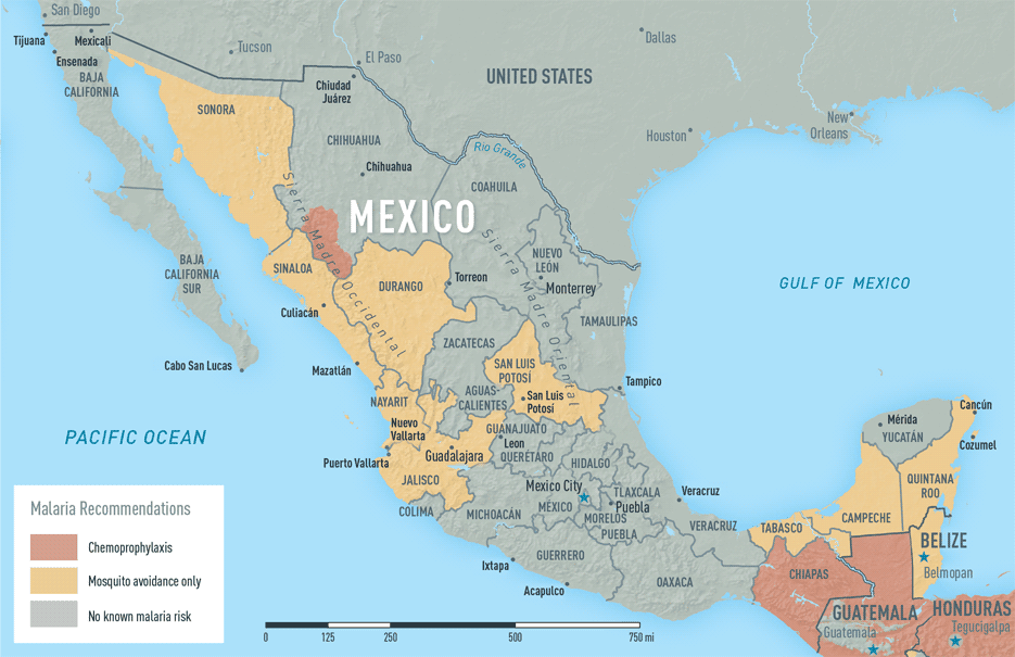 Map 3-32. Malaria in Mexico