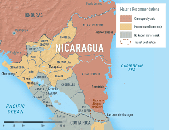 Map 3-33. Malaria in Nicaragua