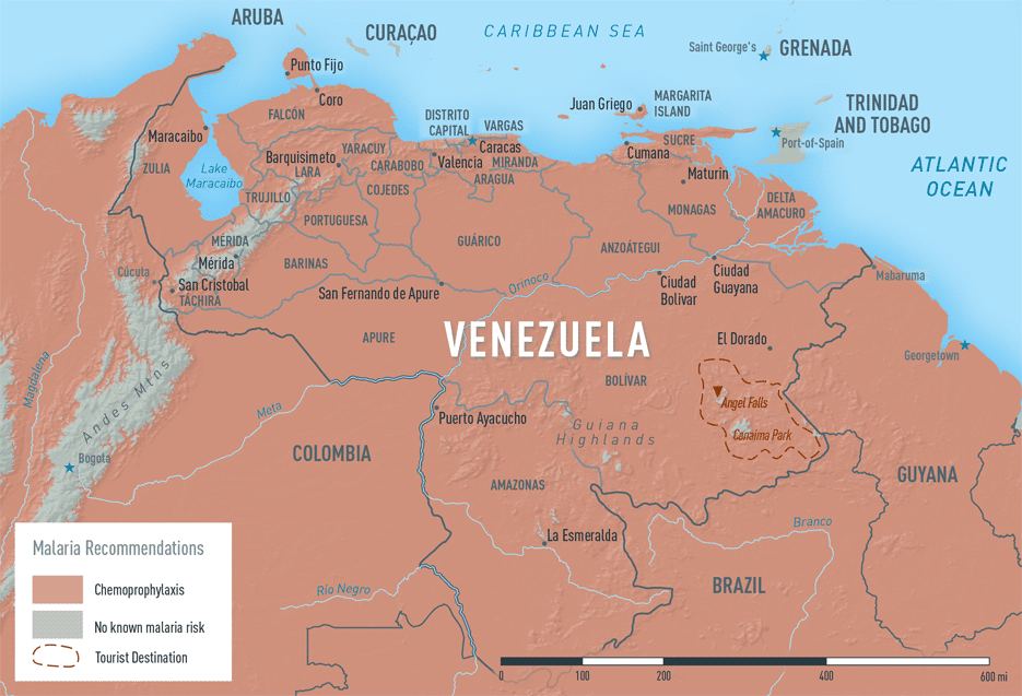 Map 3-40. Malaria in Venezuela