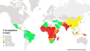 mappa della malaria nel mondo 2020