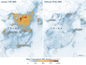 Calo di NO2 atmosferico prima e durante il lockdown per il Coronavirus