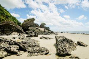 gray rock formation on sea shore during daytime