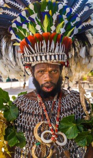 man wearing tribal robe